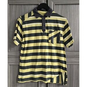 Micros Polo Shirt Yellow Black Stripe Small Music Theme